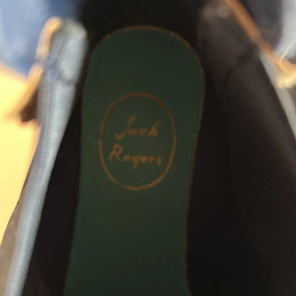 Jack Rogers Sallie Rain Boot Matte Navy Gold Scallop Detail Size 7 - Picture 9 of 9